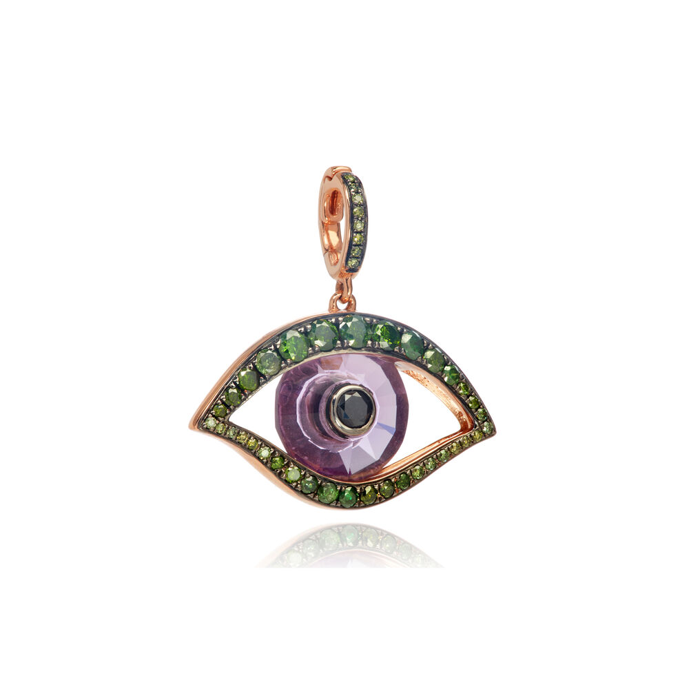 Mythology 18ct Rose Gold Amethyst Evil Eye Charm | Annoushka jewelley